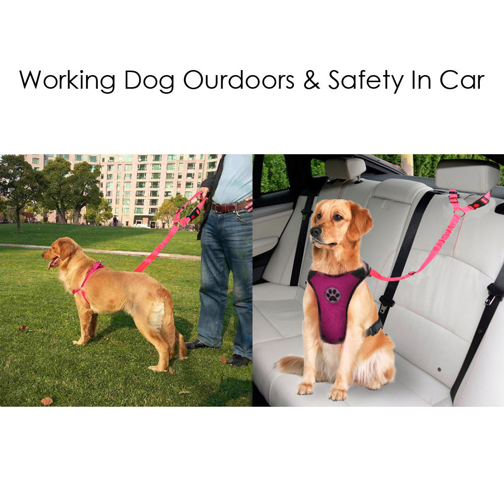 2 Pack Dog Headrest Restraint Seat Belt - Fluorescence Pink