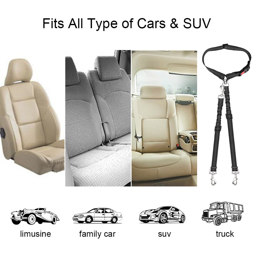 Removable Double Dog Seat Belt - Black