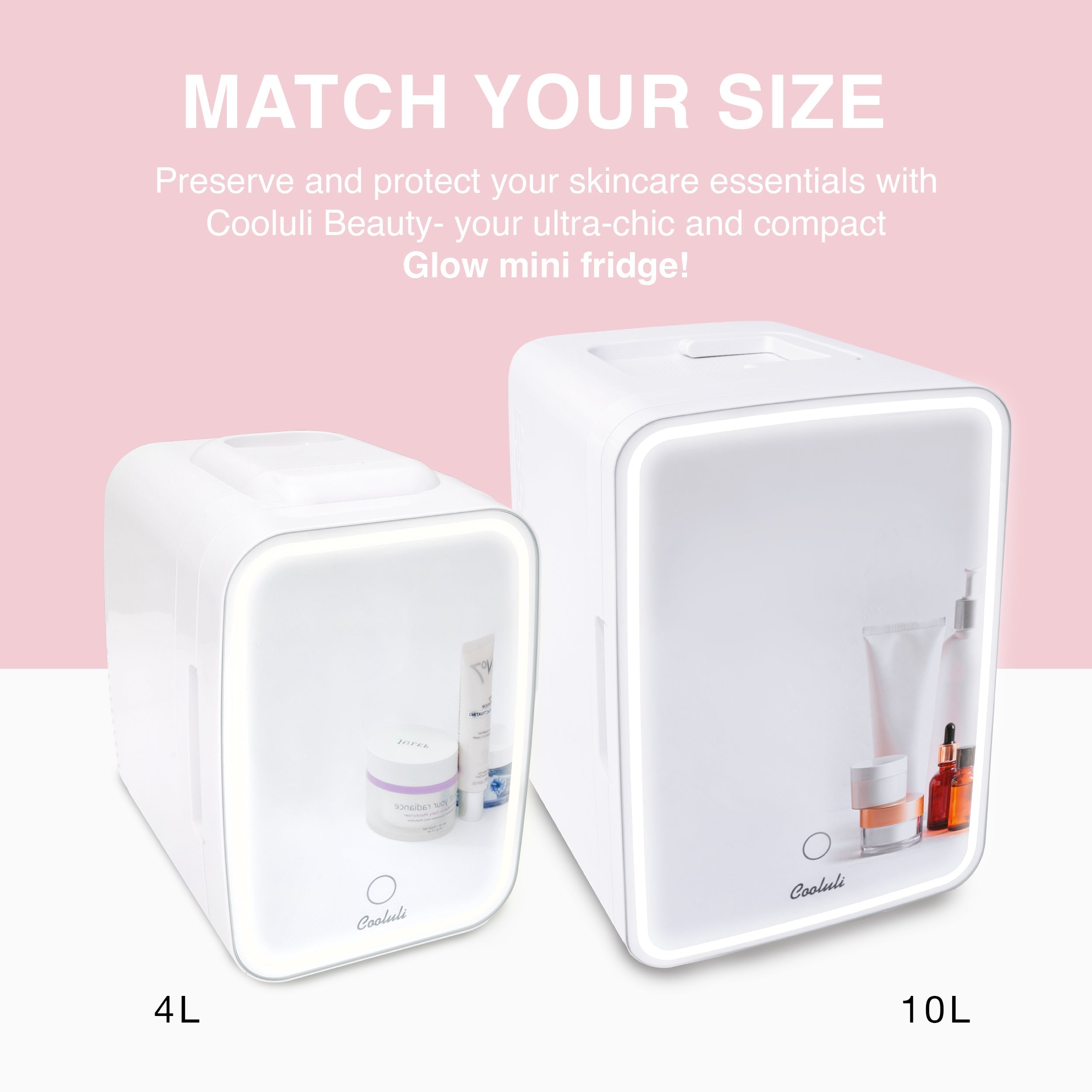 New* Glow 10L Mini Skincare Fridge with Mirror & LED Light