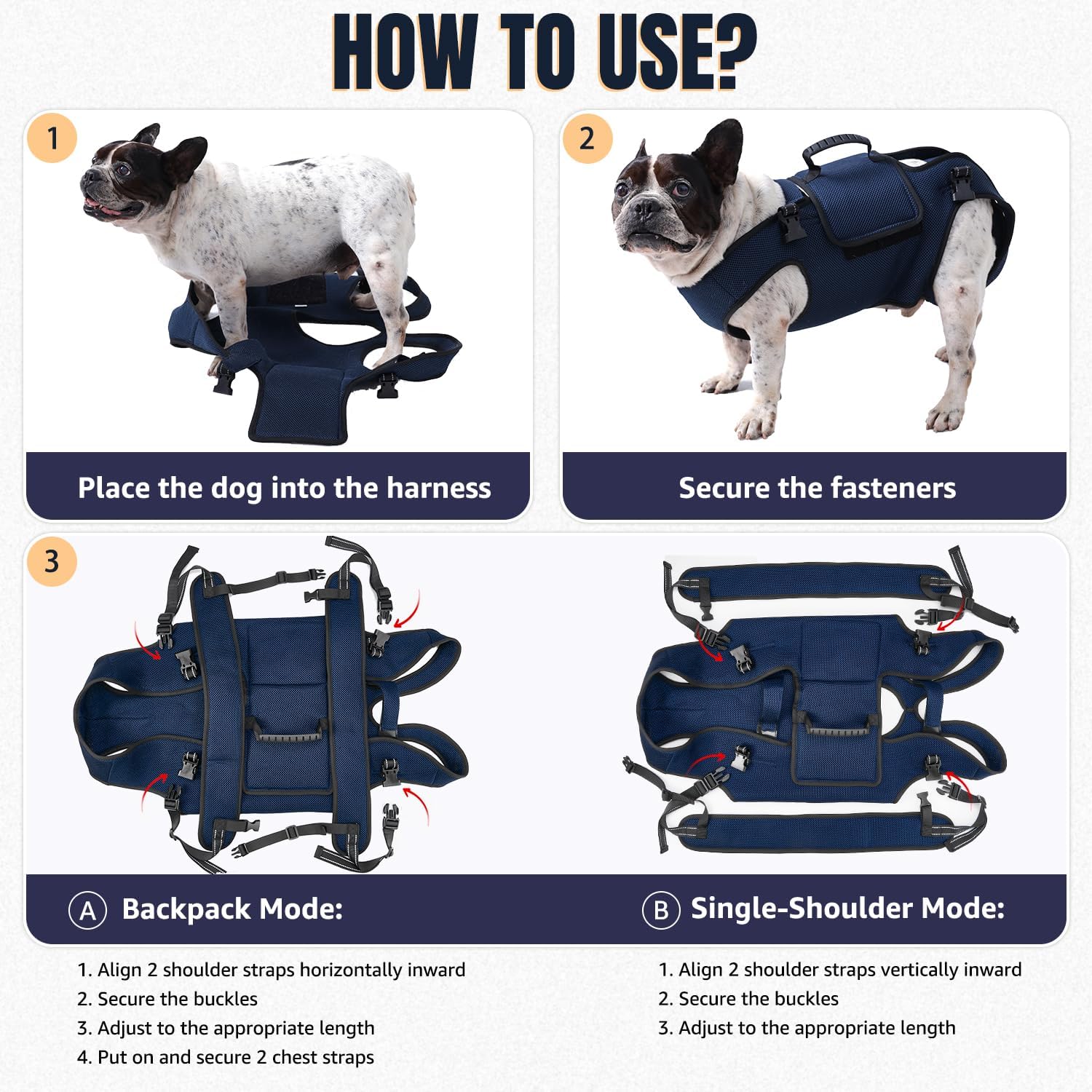 SlowTon Dog Lift Harness for large dog - Full Body Dog Sling Carrier with Adjustable Straps & Control Handle, Breathable Support Backpack for Elderly Injured Arthritic Disabled Medium Large Dogs