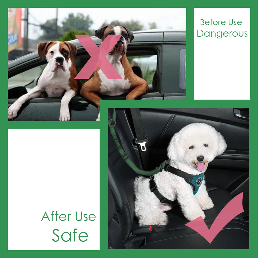 2 Pack Dog Headrest Restraint Seat Belt - Green