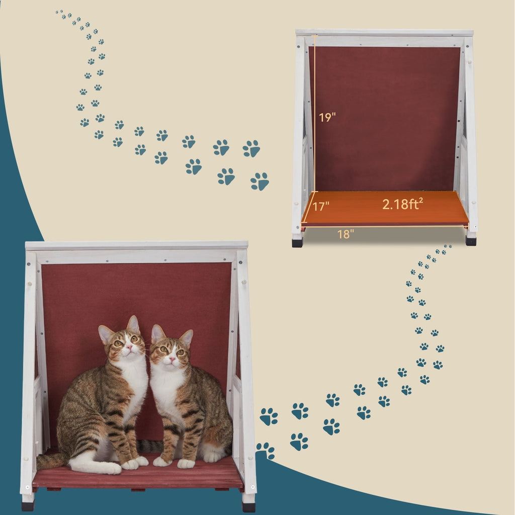 PETSFIT Single Story Triangular Cat House With Foot Stand