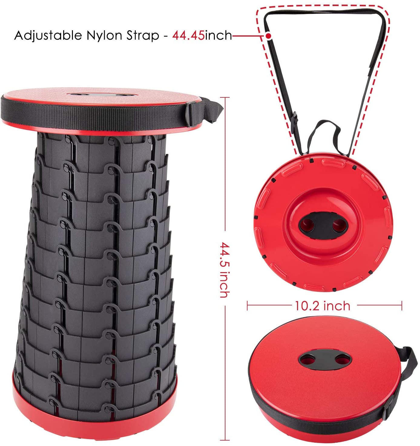 Retractable Folding Stool - Red