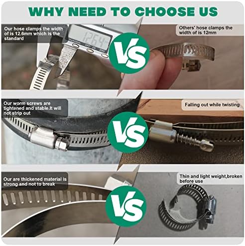 10Pack 10 inch Hose Clamp,Stainless Steel Large Hose Clamps Adjustable from 9-1/4"-10"/235-254mm,Metal Worm Drive Gear Duct Clamp for Air Ducting,Dryer Vent Hose,Fuel Line,Plumbing,Automotive