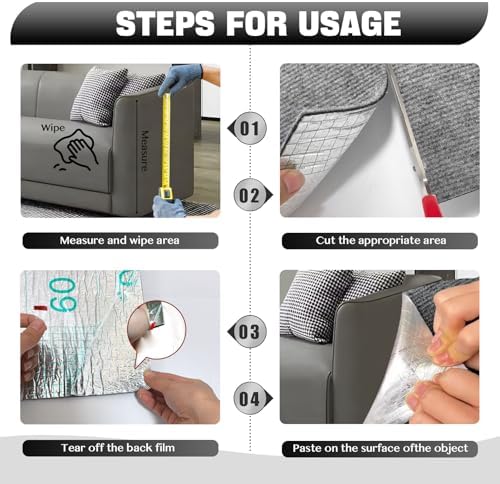 118"x15.8" Cat Scratch Couch Furniture Protector, Adhesive Cat Scratch Pad Deterrent for Furniture, DIY Climbing Anti Cat Scratcher Couch Protector from Cat Claws Scratching for Indoor (LightGrey)