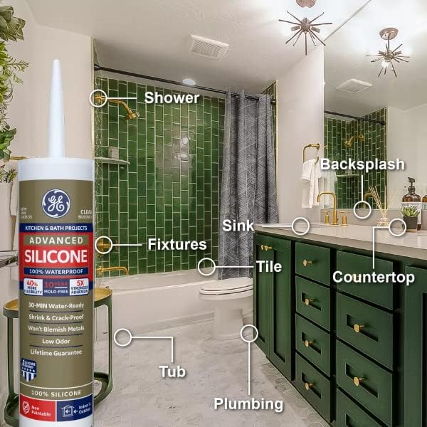 12 Pack of 10.1 Oz Momentive GE5070 GE, Silicone II White Kitchen and Bath Sealant