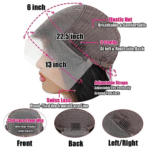 13x6 Body Wave Lace Front Wigs Human Hair Pre Plucked Glueless Wigs Human Hair 180% Density HD Transparent Lace Frontal Wigs Human Hair for Black Women Body Wave Wig 20 Inch