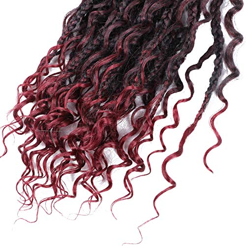 12 Inch Crochet Box Braids Curly Ends 8 Pack Goddess Box Braids Crochet Hair,Boho Box Braids Crochet Hair Pre Looped,Bohomian Box Braids Synthetic Braiding Hair Extensions for Black Women T118