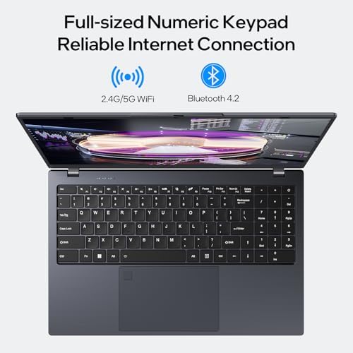 15.6-inch Windows 11 Laptop, 16GB RAM, 512GB SSD, FHD IPS Display Laptop Computer, Intel N5095 Quad Core, 2.4/5G WiFi, BT4.2 Backlit and Fingerprint, Lightweight and Portable