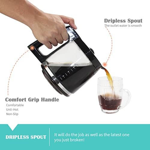 12-Cup Replacement Glass Carafe Pot Compatible with Ninja Coffee Brewer Maker Models CE251 CE201 CE201C CE200 CE200C Model# XGLSLID200