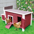 PETSFIT Chicken Coop with Nesting Box Outdoor Hen House with Removable Bottom Red