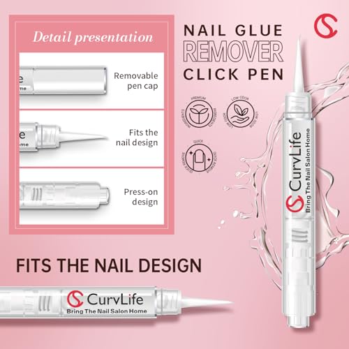 10g Semi Solid Nail Glue Gel with 5ml Nail Glue Remover Pen, No Need for Uv Light, Gel Glue for Press On Nails, Nail Glue Remover for Nails, Click&Remove Pen
