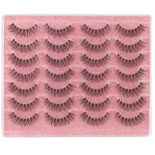 14mm Lashes Natural Look Wispy Eyelashes Fluffy Faux Mink Lashes Clear Band Short Natural False Lashes Cat Eye Daily Soft Strip Lashes Pack by Kiromiro