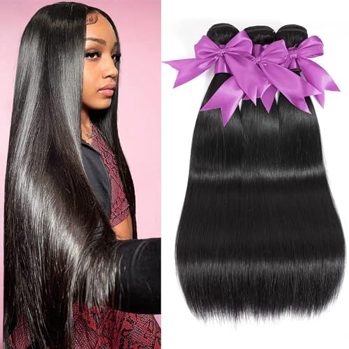 12A Human Hair Bundles 22 24 26 Inch Straight Bundles Human Hair 100% Unprocessed Brazilian Virgin Weave 3 Bundles Deals Thick & Tangle Free…