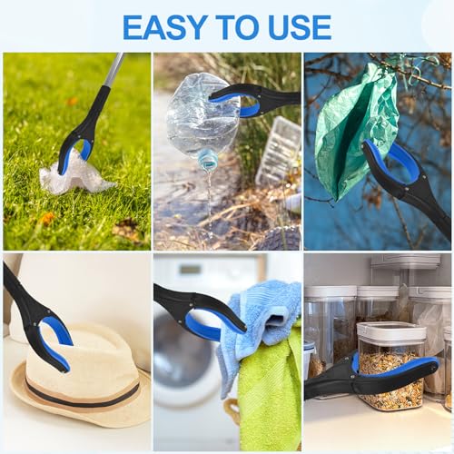 12 Pack Grabber Reacher Tool for Elderly, 32" Extra Long Litter Stick Lightweight Handy Claw Grabber for Arm Extension Garbage Gripper Trash Pick up Litter Picker Garden(Blue Classic)