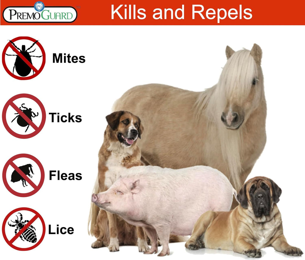 Pet Protector Fleas, Ticks and Mites 128 oz - Plant Based All Natural Non-Toxic - By Premo Guard