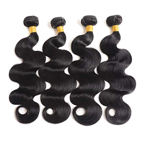 12A Brazilian Body Wave Human Hair 4 Bundles 18 20 22 24Inch 100% Unprocessed Brazilian Virgin Human Hair Weave Bundles Body Wave Hair Extensions Natural Color