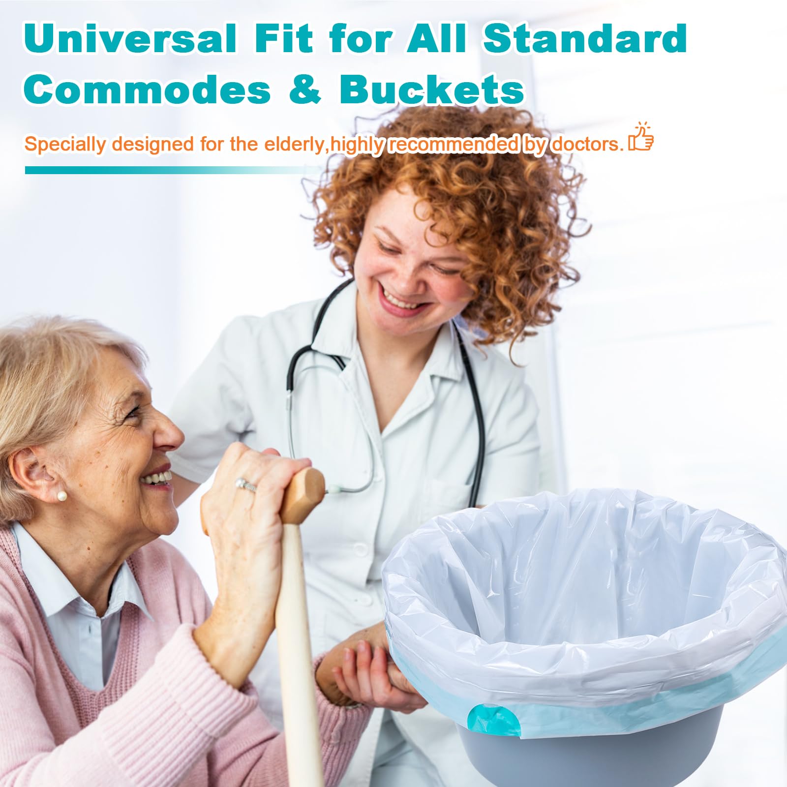 120 Count Commode Liners for Bedside Commode, Beside Commode Liners, Portable Potty Liners for Adults, Toilet Liners Disposable Commode Bags for Commode Chair (Blue - 120 Liners)