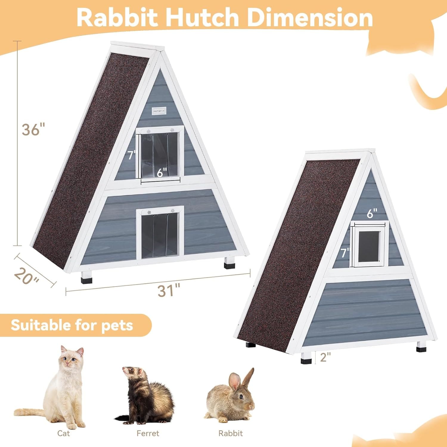 PETSFIT 2 Story Outdoor Cat House with Escape Door