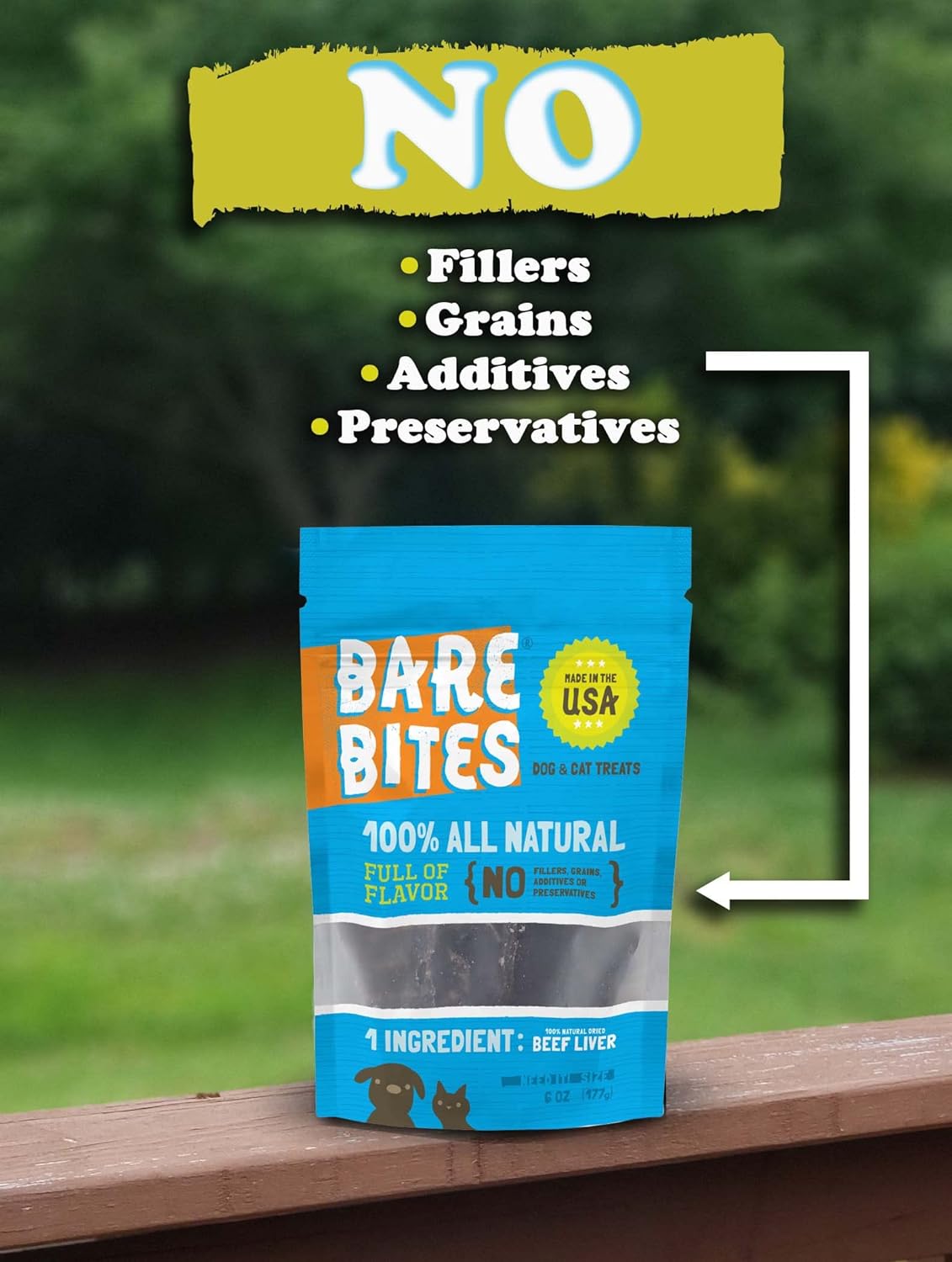 Bare Bites 100% All Natural Dehydrated Beef Liver Dog and Cat Treats, 1LB - Made in USA