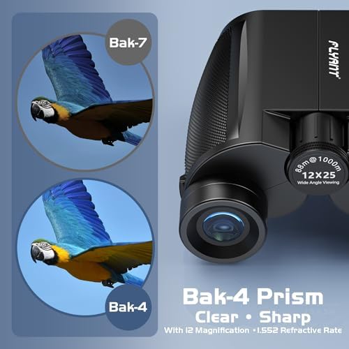 12X25 High Powered Binoculars for Adults, Waterproof Compact Binoculars with Clear Low Light Vision, Small Binoculars for Bird Watching, Hunting, Travel, Concerts (12x25 Compact)
