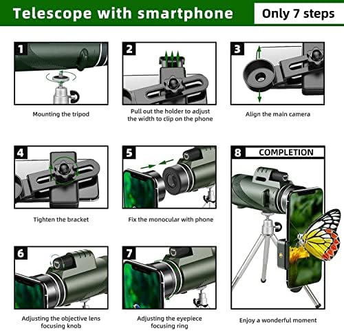 12X50 monocular Telescope, Compact Designed for Bird Watching, Hiking, 12x Magnification, Black