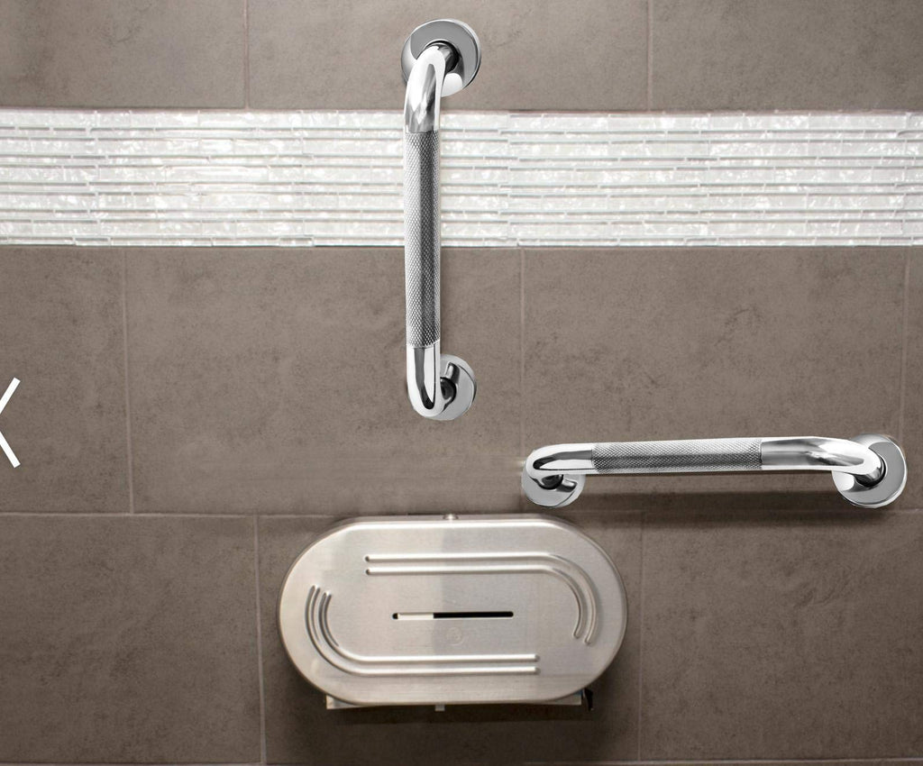 12 Inch Anti Slip Shower Grab Bar Handle, ZUEXT Chrome Finish Stainless Steel Bathroom Grab Bar, Knurled Bathroom Balance Bar,Safety Hand Rail Support,Handicap Elderly Injury Senior Assist Bath Handle