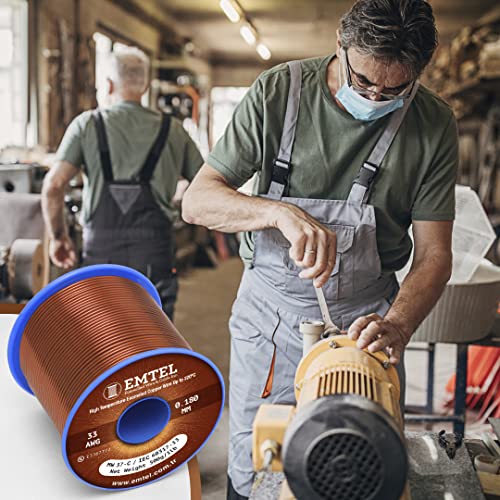 14 AWG - 1 lb (80 feet) 99.9% Pure Copper Wire, Enameled Magnetic Wire for Motor, Transformer, Magnetic Coil, & Electroculture Gardening, Winding Magnet Wire - 220°C (428°F) Thermal Class