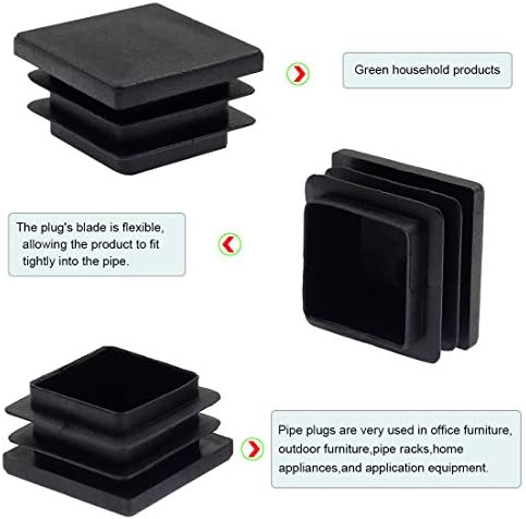 12Pack 75mm (3 Inch) Square Plastic Plug, Square Tubing End Caps, Tubing Post End Cap for Square Tubing/Black Plastic Square Plugs