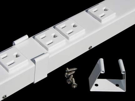 12” Hardwired Power Strip (NO Power Cord), 4 Tamper Resistant Outlets (NEMA 5-15R - NOT 20Amp), with Ears (with mounting tabs on Both Ends), USB, White