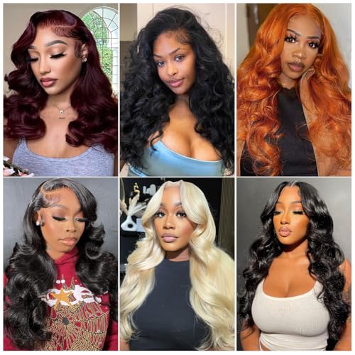 13x4 HD Transparent Lace Front Wigs Human hair Pre Plucked 180 Density Brazilian Body Wave Frontal Wigs Human Hair with Baby Hair Natural Hairline Natural Black Color 24 Inch