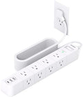 10FT Extension Cord Flat Plug Power Strip Surge Protector with 8 Widely AC Outlets and 3 USB Ports Outlet Extender Overload Protection Wall Mount for Home Office Dorm Room Essentials Gaming, ETL