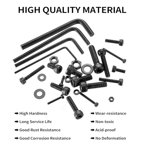 1274 Pcs M2 M3 M4 M5 Metric Screw Set, Hex Socket Head Cap Screws Nuts and Washers Assortment Kit, Metric Bolts and Nuts Kit, 12.9 Carbon Steel Assorted Machine Screw Assortment Kit, with 4 Spanner
