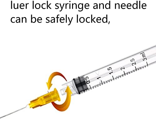 150Pack 3ml/cc Luer Lock with 25Ga 1.5” Individual Wrapped (150)