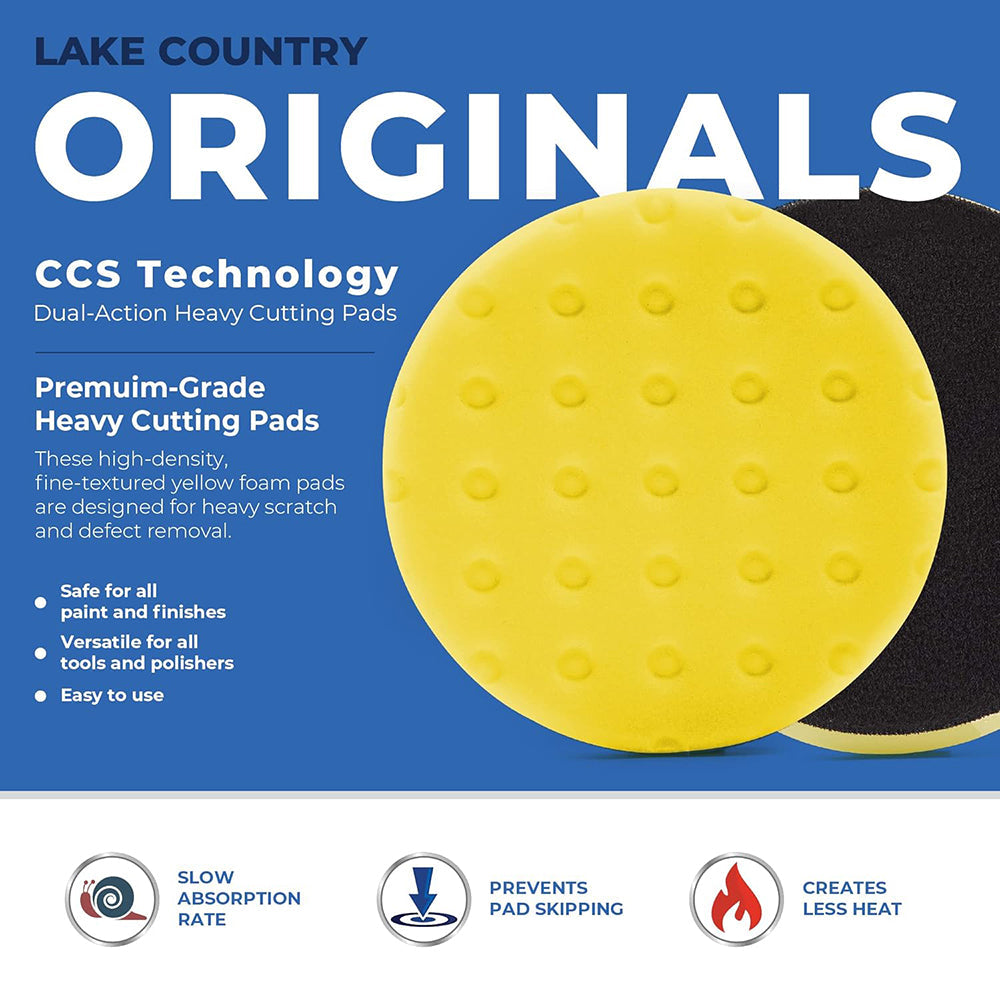 Lake Country CCS Cutback DA Foam Cutting Pad - 5.5", Yellow