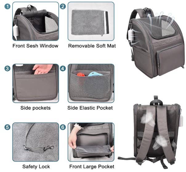 Jespet Pet Backpack for Dogs and Cats