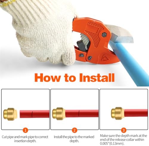 12 Pack Push-to-Connect Plumbing Fittings, 1/2" Pushfit End Cap Fittings with Disconnect Clip for Copper, PEX, CPVC Pipe (1/2" End Cap, 12)