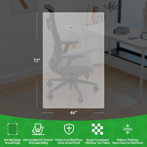 100pointONE Office Chair Mat for Hardwood Floors, Easy Glide Office Mats for Rolling Chairs, Clear Rolling Chair Mat for Hardwood 46" x 72"