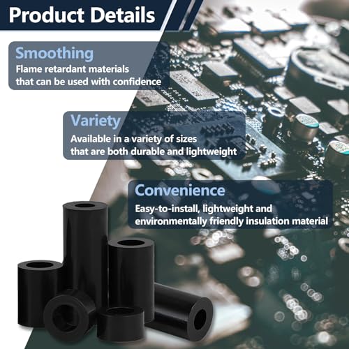 1230Pcs Electrical Outlet ABS Spacers,ID 3.2mm 4.2mm OD 3mm 5mm 6mm 8mm 10mm 12mm 15mm,Spacer Assortment Kit,Without Threaded,Switch and Receptacle Spacers for M3 M4 Screws