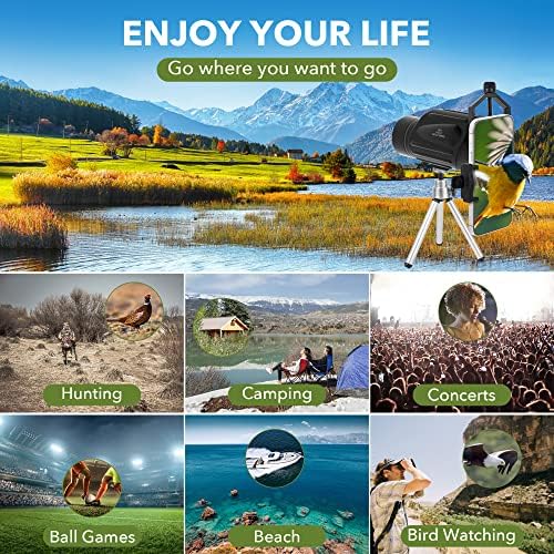 13x50 Monocular Telescope - Sunhe High Power Zoom Monocular with BAK4 Prism, FMC Lens, Handle, Smart Phone Adapter for Bird Watching Hunting Hiking Camping Traveling Gift for Mens/Adults (Ordinary)