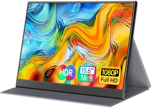 15.6inch Portable Monitor,1080P USB-C HDMI Second External Monitor for Laptop,PC,Mac Phone,PS,Xbox,Swich,IPS Ultra-Thin Zero Frame Gaming Monitor/Premium Smart Cover