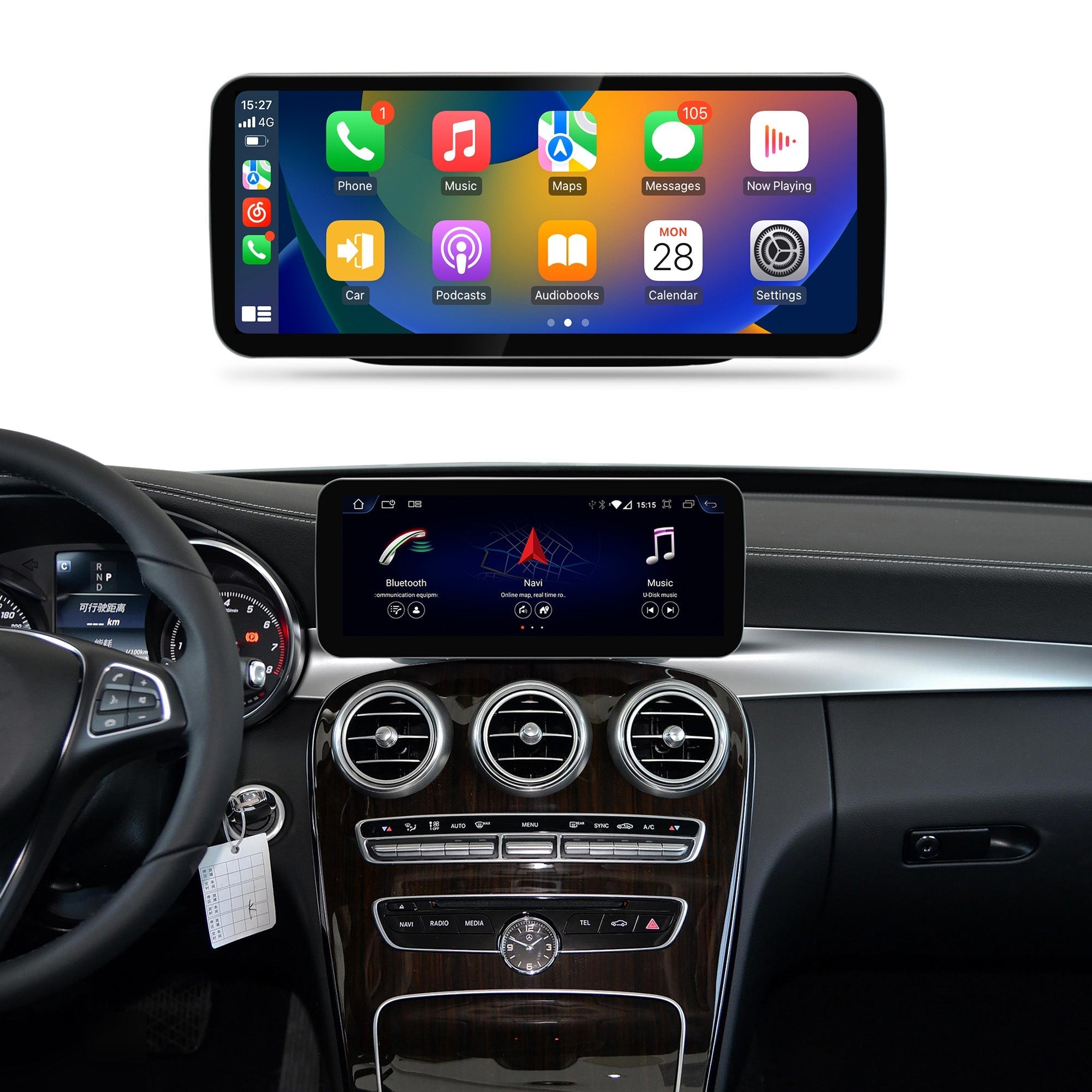 12.3''  C Class W205 GLC 2019-2020 Mercedes Android Auto Screen | Online Video