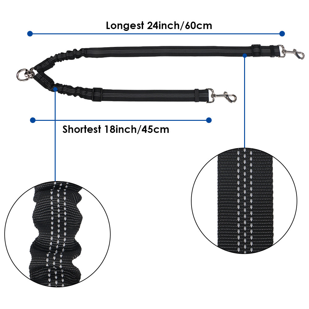 Double Dog Adjustable Leash Coupler - Black