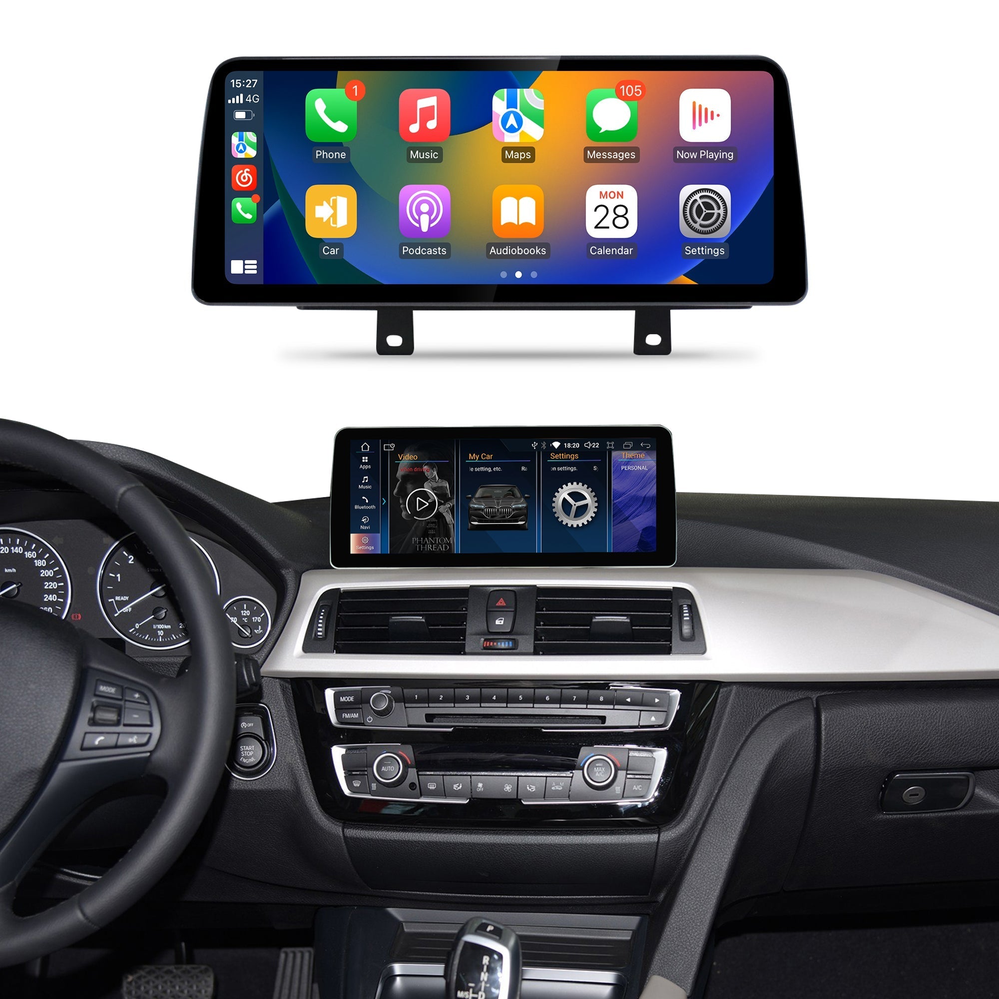 12.3" 3/4 Series F30 F36 2013-2020 BMW Android Screen | Wireless Carplay | 1920*720