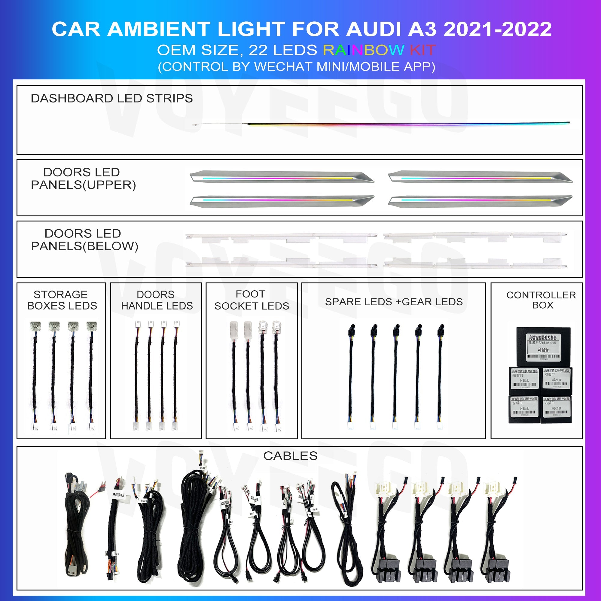 A3 8Y 2021-2022 Ambient Lighting | Rainbow 22 Leds