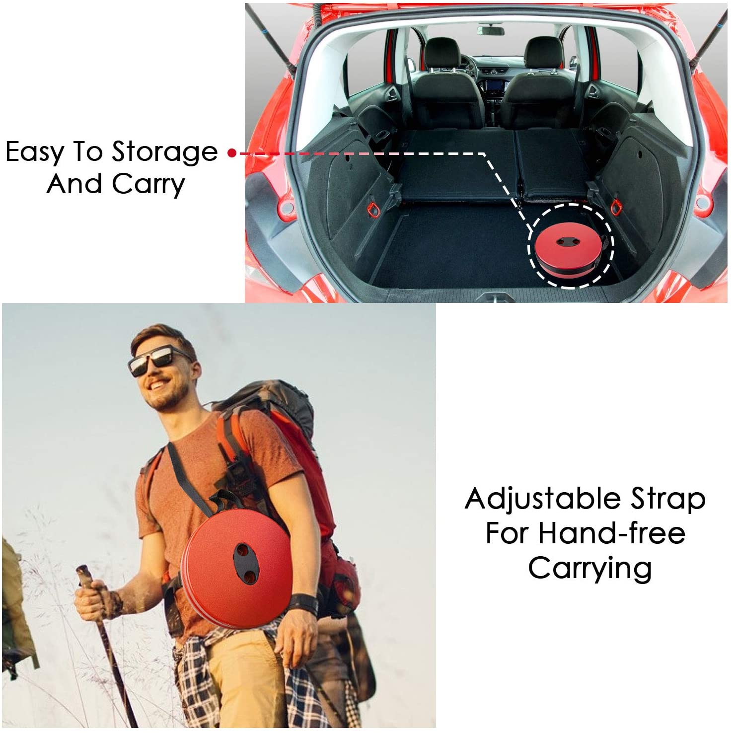 Retractable Folding Stool - Red