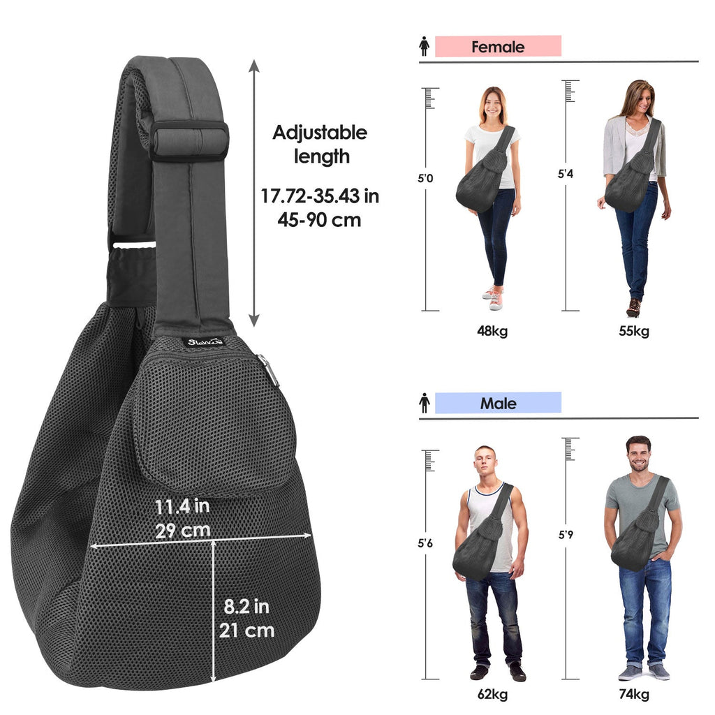 Pet Hand Free Sling Bag - Grey