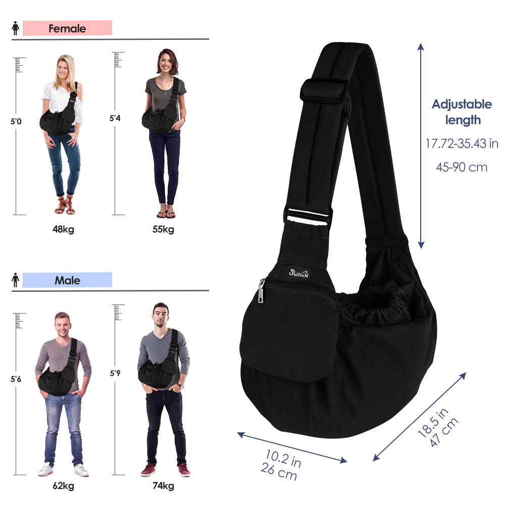 Pet Sling Carrier Shoulder Bag - Black