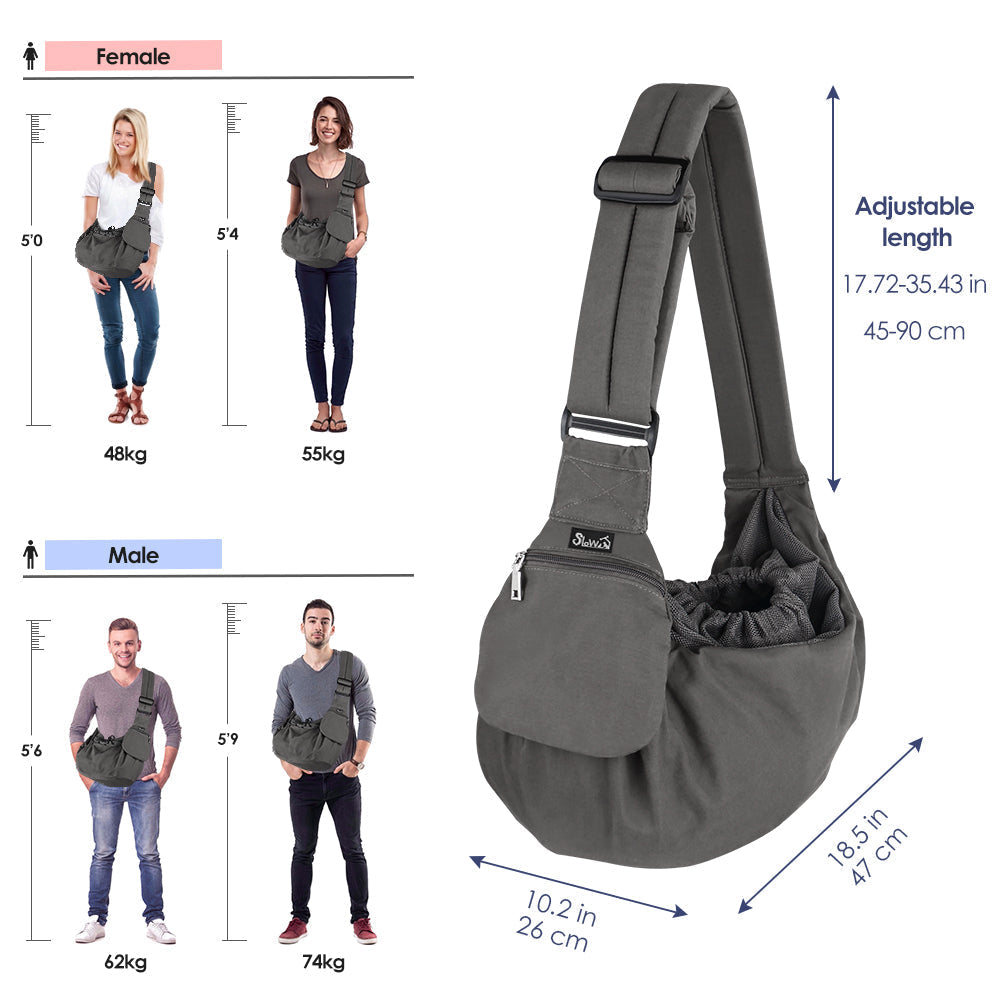 Pet Sling Carrier Shoulder Bag - Grey