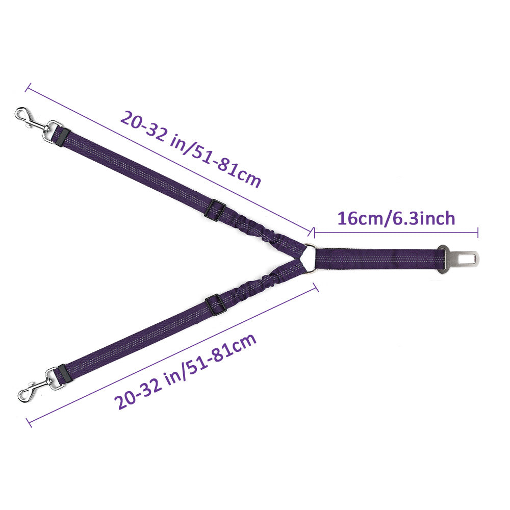 Double Dog Car Seatbelt - Purple